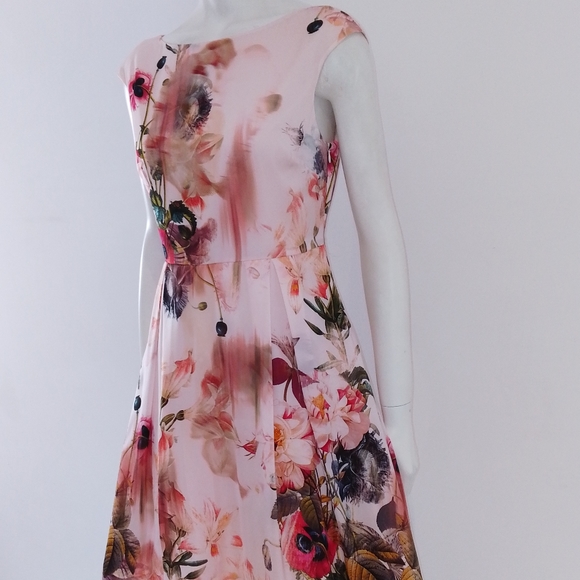 Size UK 10 EU 38 Ted Baker (2) 'Rupin' Pink Opulent Bloom Floral Party Dress - Picture 9 of 14